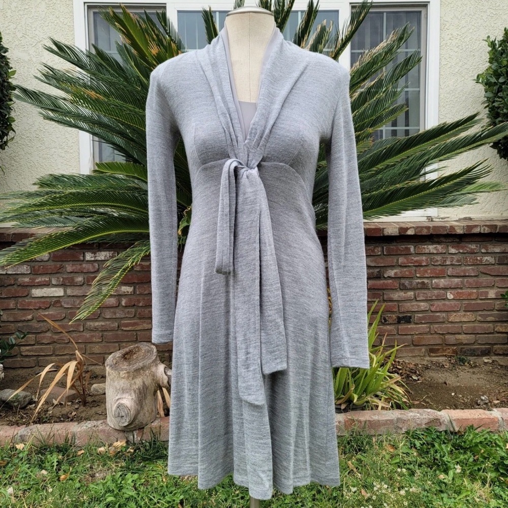 Trussardi Gray Knit Cardigan dress